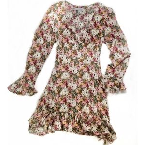 Auguste Dusty Rose Floral Boho Mini Dress Sz 8
